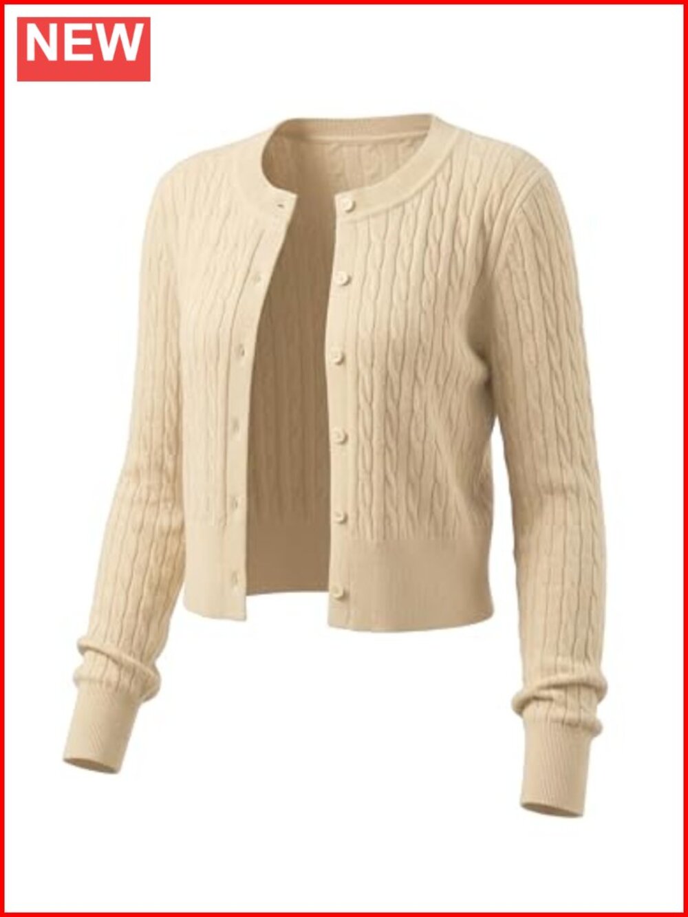 Micro-Cable Cropped Button Front Cardigan Sweater Shrug